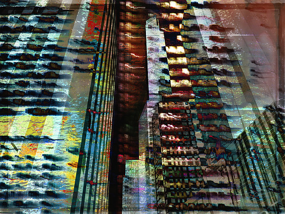 Reflections on a wet sidewalk